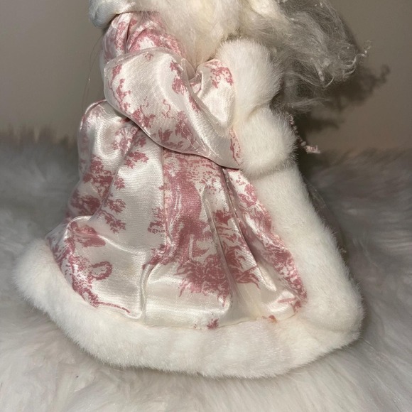 Vintage Dillard's Trimmings Pink Santa Figurine w/ Box Shabby Chic Toile - Picture 12 of 16
